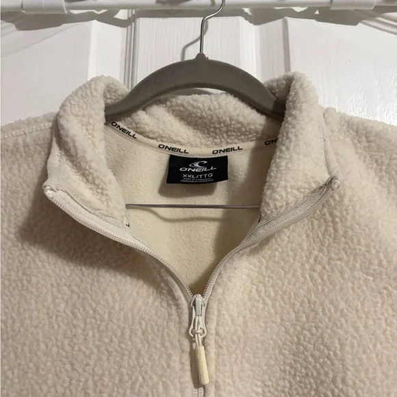 O'Neill Cream Zip-up Sherpa Fleece Vest - Picture 4 of 7